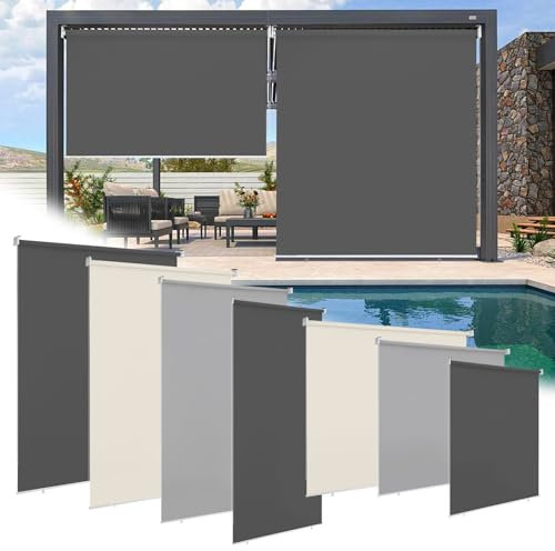 Ollewiellan Toldo Vertical para Exteriores 180 x 240 cm, Enrollable para Balcones y terrazas, protección Solar y de la intimidad, Resistente a la Intemperie, para jardín,Antracita