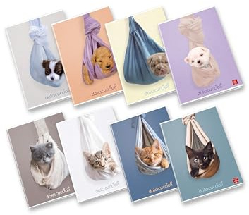 Pigna, Maxi-Heft Süße Welpen, A4 21x29,7 cm, 80 Seiten + Deckblatt, 80 g/m² Papier, innen 0B, liniert für dritte Klasse, sortierte Einbände, 10 Stück