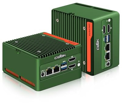 CWWK N355 Mini PC (Upgraded N305) X86-P5 Pocket NAS, 4 mini ordinateurs M.2 NVMe avec 2 x i226-V 2,5GbE LAN, DDR5 Micro PC 16 Go RAM 128 Go SSD, WiFi7/BT5.4 Expandable, 2 écrans