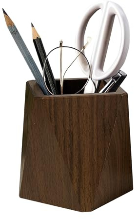 Sixfolo Holz Stiftehalter aus Walnussholz für Schreibtisch | Rhombusch Stifteköcher Klein,Vintage Stiftehalter Schreibtisch Holz,Schreibtisch Organizer für Schreibware,Büros
