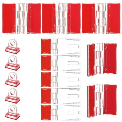 HJZHII 15 Pcs Acrylic Piano Hinges, Self Adhesive Clear Hinge Acrylic Small Hinges for Glass Crafts Aquarium Lid Plastic Mini Hinge Tools Plastic Hasp Lock Buckle for Cabinet Drawer DIY Display Stand