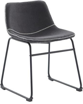 Riess Ambiente Industrial Design Stuhl Django - grau - Cord Metallgestell - Rundumbezug Kontrastnähte Esszimmerstuhl