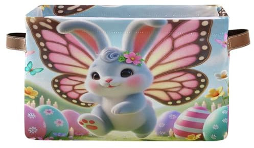 Cute Rabbits Easter Eggs Storage Box, Decorative Rectangle Home Edit Products, Set of 2