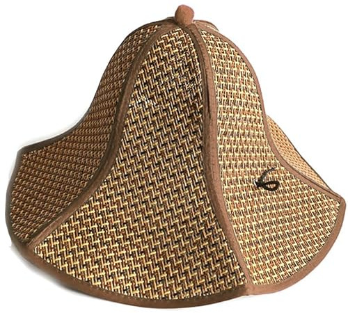 Chapeau de paille à large bord chinois pour femme - Chapeau de plage d'été pliable, marron, Taille unique