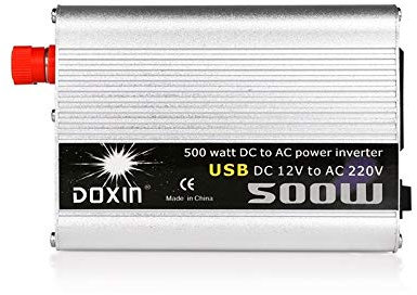 Convertisseur Pur Sinus,Convertisseur 500W onduleur 12 V 220 V Transformateur de Tension DC 12V 220V convertisseur de Puissance avec Adaptateur USB Chargeur de Voiture Puissance de crête 1000W