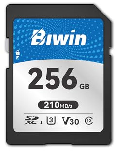 Biwin SD210 SD Card 256GB, SDXC V30 4K UHD Class 10 Rugged UHS-I Memory Card for Camera, Up to 210 MB/s Read Speed, Professional-Grade Solution for Creators