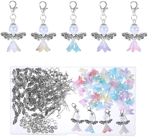 Chanumetal 50 Sätze Schutzengel Anhänger 400 Stück Schutzengel Schlüsselanhänger selber machen für Menschen, Die Bastelarbeit Lieben und Diy-Geschenke Machen Möchten