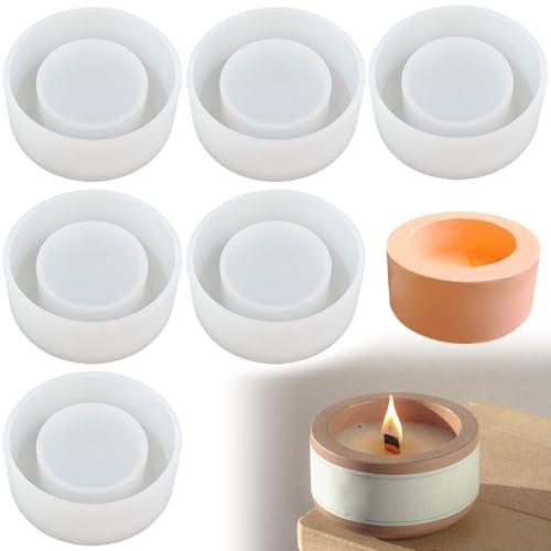 Rund Kerzenhalter Form, Beton Silikonform Kerzenhalter, Einzelnes Löchern Silikon Giessform DIY Zement Silikonform Zum Gießen Silikon für Heimdekor, Teelichthalter (6)