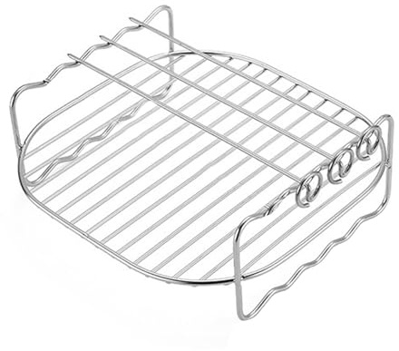 Air Fryer Racks, 7.5 inch Air Fryer Accessories, 250 g Wire Grill Rack, Multi-Layer Cooking Rack for Efficient Roasting and Grilling, Stainless Steel with Skewers for Chicken, Fish, Grill Use