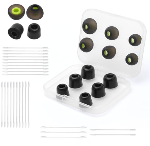 12 tappi per le orecchie di ricambio con tamponi di cotone, tappi di ricambio in memory foam e silicone, punte di ricambio per auricolari da 5-6 mm, tappi per le orecchie con scatola di