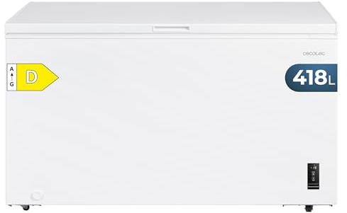 Cecotec Congelador Horizontal 418L Bolero CoolMarket Chest 418P White E. Cesta con Asas, Control Electrónico LED, Ruedas, UltraContact D-Cool, Dual Function, Puerta ZeroG (80º-30º) y Fast Freezing