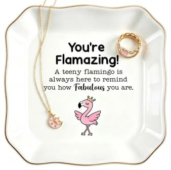 Flamingo Trinket Dish Ring Holder - You're Flamazing Ceramic Jewellery Tray, Small Engagement Ring Dish, Birthday Gifts for Friend Female, Mum, Best Friend, Sister, Nan, Cute Keepsake Gifts for Women
