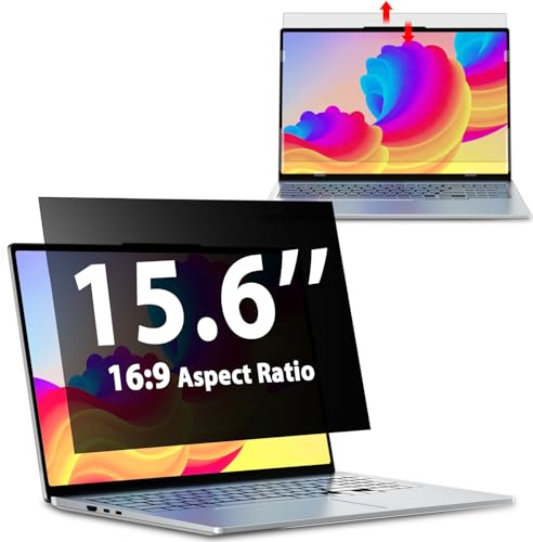 Filtre de Confidentialité pour 15,6 pouces Amovible(345mm*194mm) | Anti-espionnage, Anti-lumière bleue et Anti-reflets, Amovible, compatible avec Lenovo, HP, Dell, Acer, Samsung, Asus