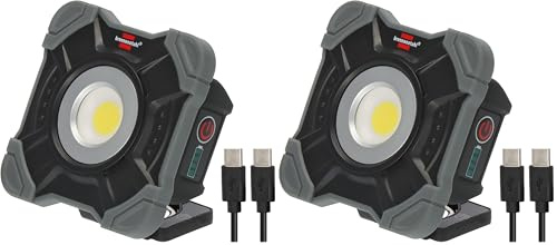 Brennenstuhl Akku LED Arbeitsstrahler SH 1000 MAC (1000lm, IP54, Akku LED Arbeitsleuchte mit Magnet und Karabinerring, robustes Gehäuse) (Packung mit 2)
