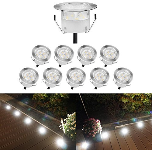QACA Lot de 10 Spots LED Encastrable,Spots pour Escaliers Pont Lumière pour Jardin, Patio, Spots Luminaires LED Decoration les EscalierDC 12V Etanche IP67 (Blanc Froid)