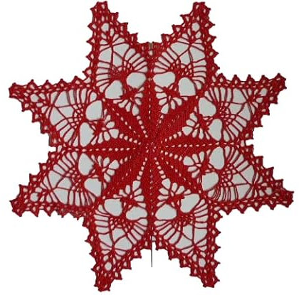 Stern gehäkelt 42cm rot Tischdecke Tischwäsche Zierdecke Weihnachten Baumwolle