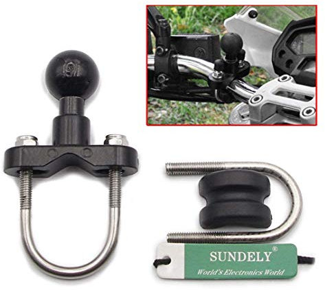SUNDELY® U-Bolt Mount Base Kit for Motorcycle Motorbike Handlebar Rail (1/2 to 1 1/4) GPS Navigator Garmin Zumo 500 550 with 1 Ball 2 Size U Bolt & Reducer Shim