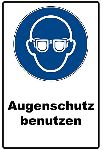 Schild Augenschutz benutzen Schild Schutzbrille Gebotszeichen blau 30 x 20 x 0,3 cm Hartschaumplatte Augen schützen Schild