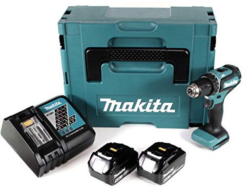 Makita DDF 485 RTJ - Taladro atornillador inalámbrico (18 V, 50 Nm, incluye 2 baterías de 5,0 Ah y cargador)