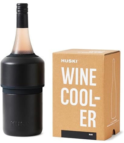 Huski Wine Cooler | Award Winning Iceless Design | Keeps Wine Cold up to 6 Hours | Wine Accessory | Next Generation Ice Bucket | Fits Some Champagne Bottles | Perfect Gift for Wine Lovers (Black)