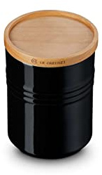 LE CREUSET 91044401140099 Vorratsdose mit Holzdeckel 540 ml 10 cm Schwarz, Gusseisen