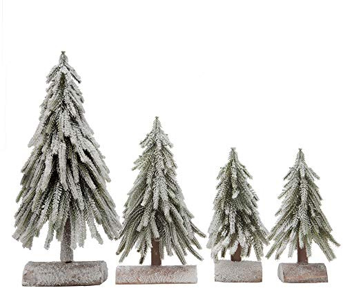 VGIA 4 mini alberi di Natale separati spray neve alberi di Natale con basi in legno