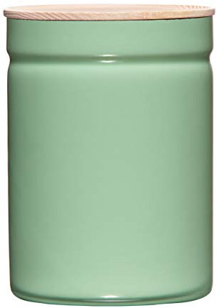 Riess, 2175-202, Vorratsdose mit Deckel, 13cm, 2.25 L H18, KITCHENMANAGEMENT, Green, Emaille, Grün, 0.75kg, 13cm Durchmesser, 2.25 Liter, 13.3 x 13.3 x 18.4cm