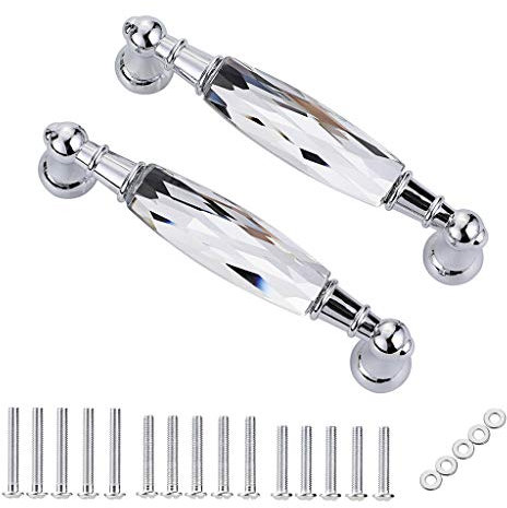 IGNPION 2pcs Crystal Drawer Handles Drawer Wardrobe Kitchen Door Knob Cabinet Pull Door Handle Cupboard Hardware for Home Decorating(Small)