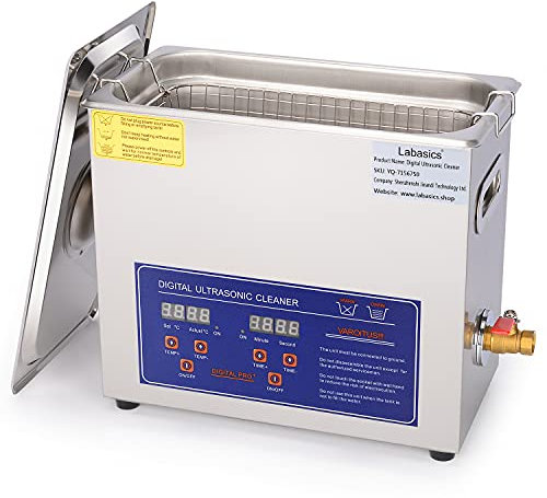 Labasics Ultrasonic Cleaner, Professional All-purpose Stainless Steel Ultrasonic Cleaner with Digital Display Timer and Heat Control for Laboratory 220V, 6.5L