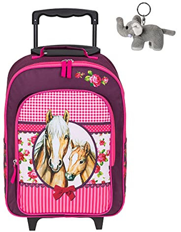 Fabrizio Trolley Jungen Mädchen Kinder Kindertrolley Kinderkoffer Spielkoffer Deluxe ab 3 Jahren 206 + Elefant-Anhänger (Horses 20620-2200)