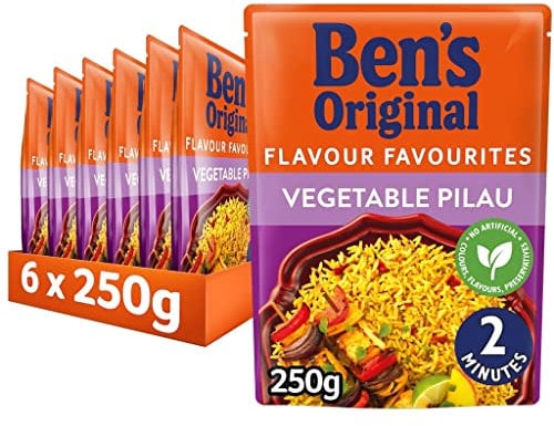 Ben's Original Vegetable Pilau Microwave Rice, Bulk Multipack 6 x 250 g pouches