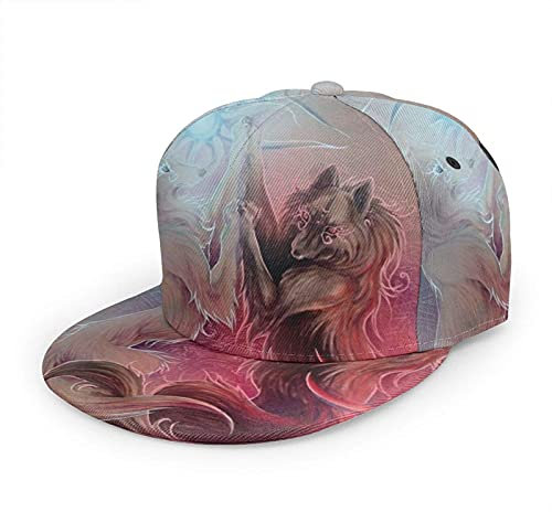 Oaieltj Unisex Baseball Cap Herren Damen Einstellbare Snapback Trucker Hat Mode Hip-Hop Baseball Cap, Psychedelischer Wolf, One size