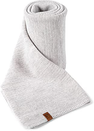 HEYO Damen Schal Winter Strickschal | H19603 | Weich Warm Gestrickt mit Leder Patch | Made IN EU (Ecru)