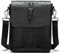 Nefli Herren Echtleder Messenger Bag Krokodil Geprägt Kleine Crossbody Bag Klassisch Klappe Umhängetasche Lässige Schultertasche für Business Arbeit Schule Schwarz