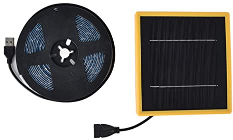 Kudoo 5V Solar Plant Growth Light, 16.4ft LED Plant Lamp Strip, Solar Outdoor LED Full Spectrum Plant Grow Lamp with High Flux and Higher Color Rendering for Greenhouse Gardening