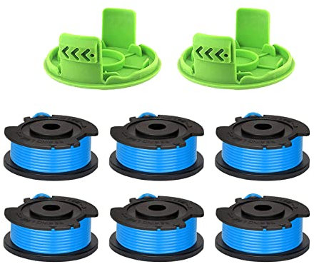 CDIYTOOL Greenworks G24LT Trimmer Spool Lines, 4.9m long 1.65mm dia fit for Greenworks 24V Lawn Trimmers G24LT G24LTK2 G24LT30M G24LT30MK2 (6 spools + 2 caps)