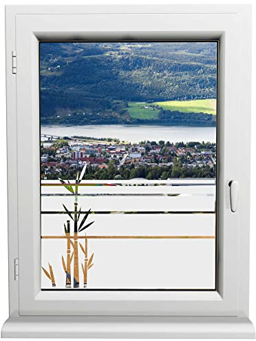 INDIGOS UG - Glasdekorfolie - Wasser Bambus - Sonnenschutz H50Line - Sichtschutzfolie - Fensterfolie - für die Küche, Bad ans Fenster, Sichtschutz - selbstklebend - matt - für Bad