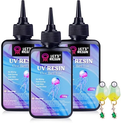 LET'S RESIN UV Resin 300g, Kristallklares UV Harz Set für Schmuck, Kunsthandwerk