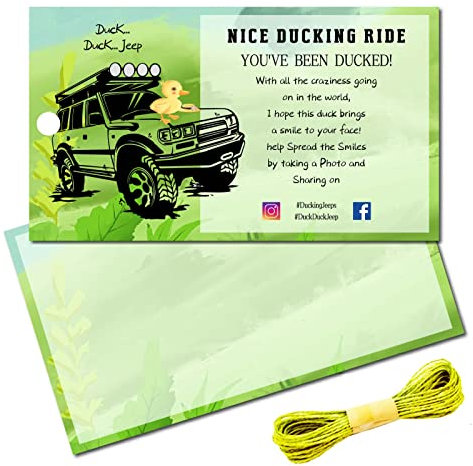CREATCABIN 50 Pcs You'Ve Been Ducked Cards Duck Tags Card Ducking Game DIY Jeep Duck Card avec Trou et Ficelle pour Canards en Caoutchouc Jeeps Décoration de Voiture Cadeau de Noël 3.5 x 2 Pouces-Nice