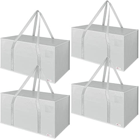 Vinsani 4 Pack 90L Moving Bags Huge Capacity 50kg Strong Handles Open Top Heavy Duty Organisers Space Saving Containers Waterproof Dustproof for House Moving Clothes Beddings Underbed Storage