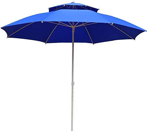 Parasol de jardin à double niveau de 2,2 m, parasol ombragé pour meubles d'extérieur, vert, bordeaux, bleu, blanc