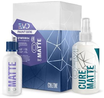 GYEON Q² Matte EVO - Durable SiO₂-Based Ceramic Coating for Matte & Satin Finishes – Hydrophobic, Chemical Resistant and Self-Cleaning - Ideal for Paint, PPF and Vinyl Wraps - Car Cleaning Kit - 50ml