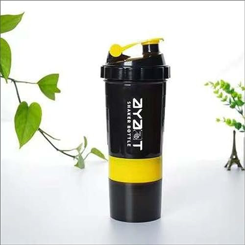 Ayaat Premium Shaker-Flasche – 500 ml, auslaufsicher, BPA-frei – perfekt mischen Sie Protein-Shakes & Smoothies – Ihr Fitness-Begleiter – Schwarz/Gelb