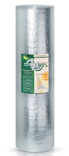 Nasibey 3mm Reflective Insulation (AL Foam - 3mm), Aluminium, Ideal for Ceilings, Walls, Garage Doors, Steel Structures, RV Windows, Roofs ect