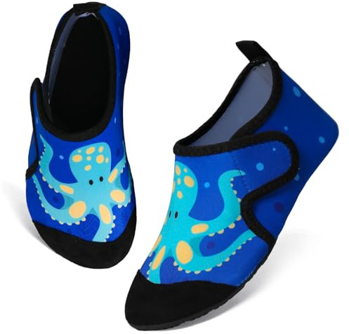 TMEOG Escarpines Niño Niña Zapatillas Agua Zapatos de Playa y Piscina Calcetines Natación de Antideslizante Calzado para el Agua Zapatos Descalzos para Niños(22/23 EU,Pulpo)
