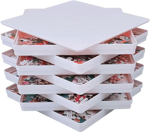 8 Puzzle-Sortiertabletts für bis zu 2000 Puzzles, Puzzle-Tabletts, Puzzle-Zubehör, Puzzle-Stapeltabletts, Geschenk für Puzzler, Weiß