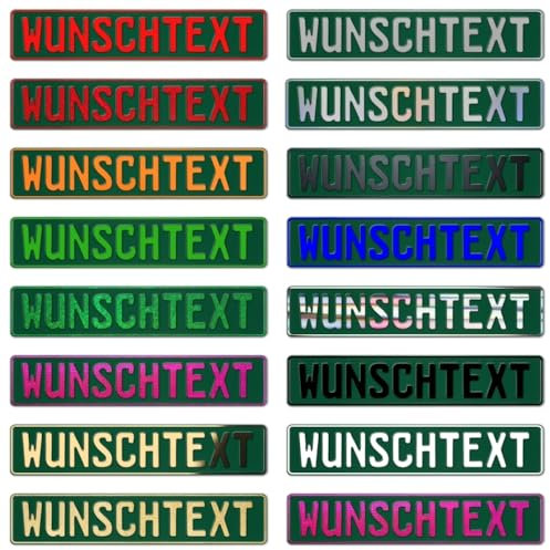 Kennzeichen Fun Schild Nummernschild mit Wunschtext individell geprägt NEU (grün)