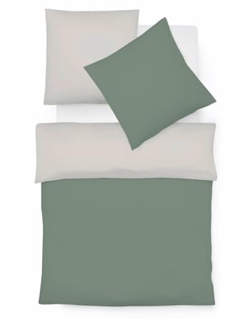 liebling Halbleinen Bettwäsche 155 x 220 + 1 x 80 x 80 cm, Farbe Salbei-leinen, Bettbezug aus 50% Leinen & 50% Baumwolle, kühlend & atmungsaktiv, waschbar 60 Grad, Ökotex 100