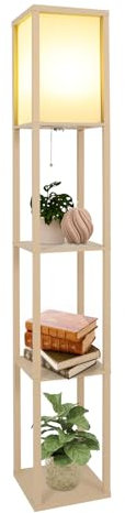 YOURLITE lampadaire sur Pied Salon 160cm, Lampe sur pied en Bois avec étagères, éclairage Intérieur, Convient Pour Le Salon, La Chambre, La Salle D'étude, Le Bureau, Gelb, Sans ampoule