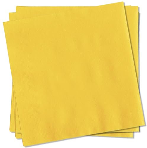 MORAINJAY 20 servilletas de fiesta amarillas para cumpleaños, servilletas de cumpleaños de 16,5 cm, vajilla de fiesta, decoración de mesa de color sólido para cumpleaños, boda, picnic, suministros de